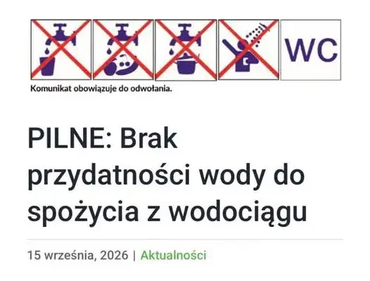 Budry: woda z wodociągu niezdatna do spożycia – komunikat obowiązuje do odwołania