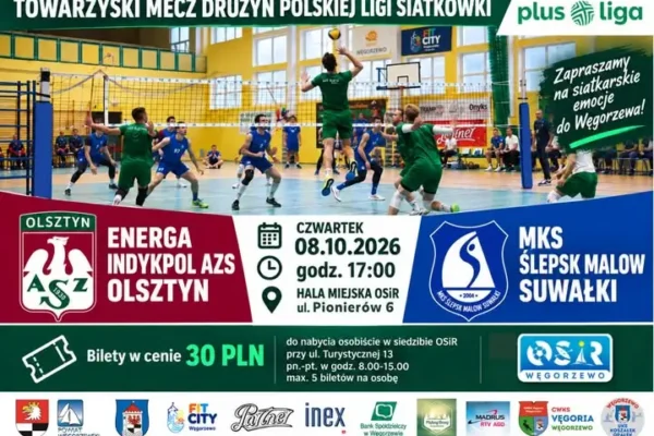 Mecz towarzyski siatkarzy w Węgorzewie: Indykpol AZS Olsztyn zmierzy się ze Ślepskiem Malow Suwałki