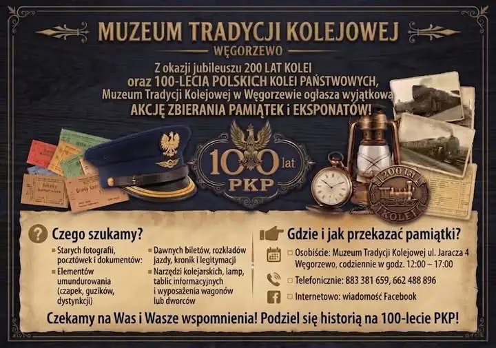 100-lecie PKP: Muzeum w Węgorzewie apeluje o kolejowe pamiątki