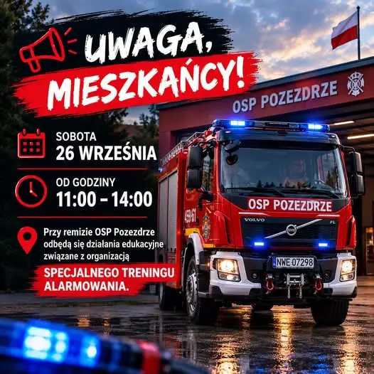 Pozezdrze: pokaz specjalnego alarmowania przy remizie OSP już 26 września
