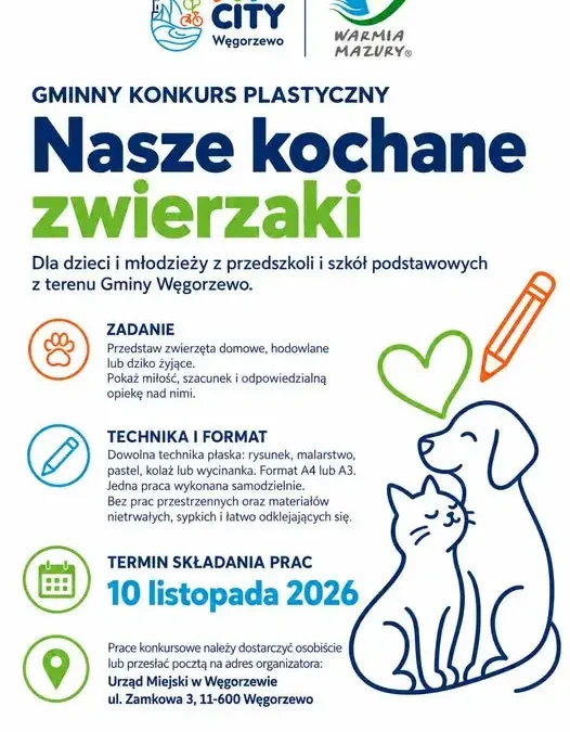 Konkurs plastyczny „Nasze kochane zwierzaki” w Gminie Węgorzewo