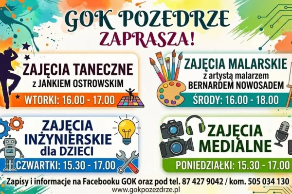 GOK Pozezdrze zaprasza na zajęcia taneczne, malarskie i medialne – są wolne miejsca