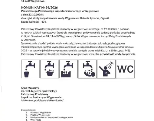 Woda w Kolonii Rybackiej i Ogonkach znów bezpieczna – sanepid potwierdza przydatność do spożycia