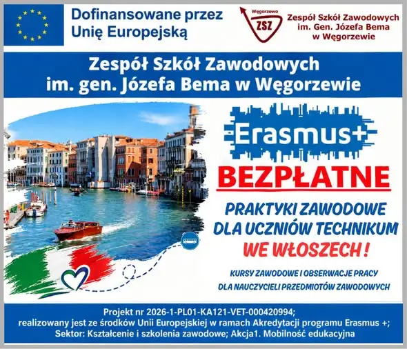 Technikum w Węgorzewie z Erasmusem: uczniowie pojadą na praktyki do Włoch